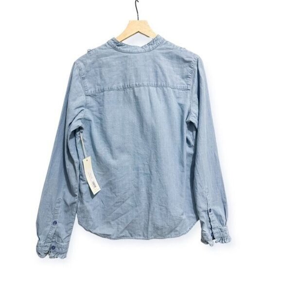 AMO Cooper Ruffled Chambray Shirt, Chambray, Size M, NWT, - Picture 4 of 14
